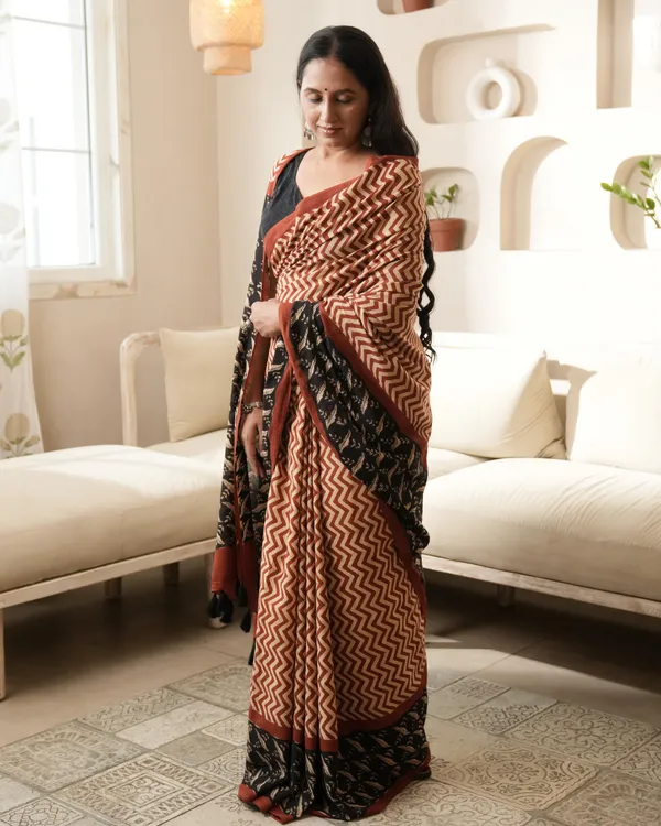 Multicolour_Cotton_Zigzag_Print_Mul_Saree_For_Women